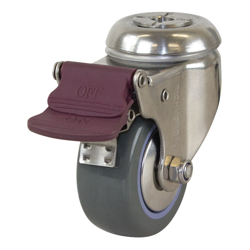 Richmond Swivel 75mm Grey Poly Tyred Wheel Stainless Steel Elite Castor (S3384B) image 0