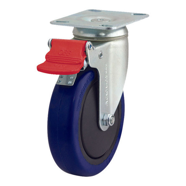 Richmond Castor Swivel with Rebound Rubber 125mm Wheel and Brake (S5110B) image 0