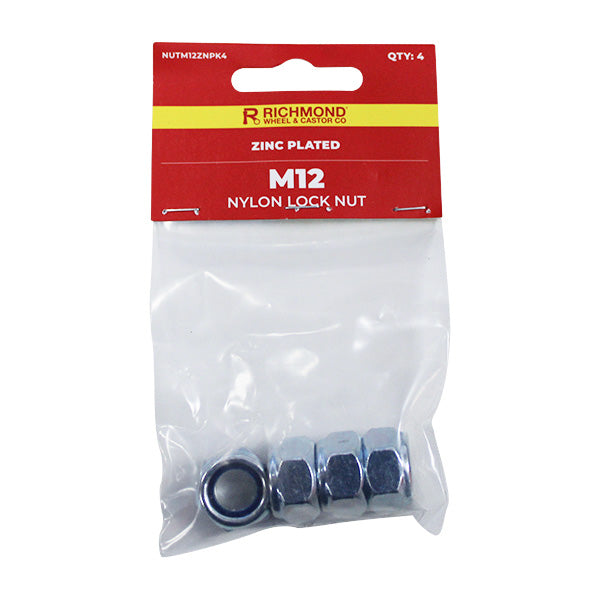 M12 Zinc Plated Nylon Lock Nut - 4 Pack (NUTM12ZNPK4) image 0