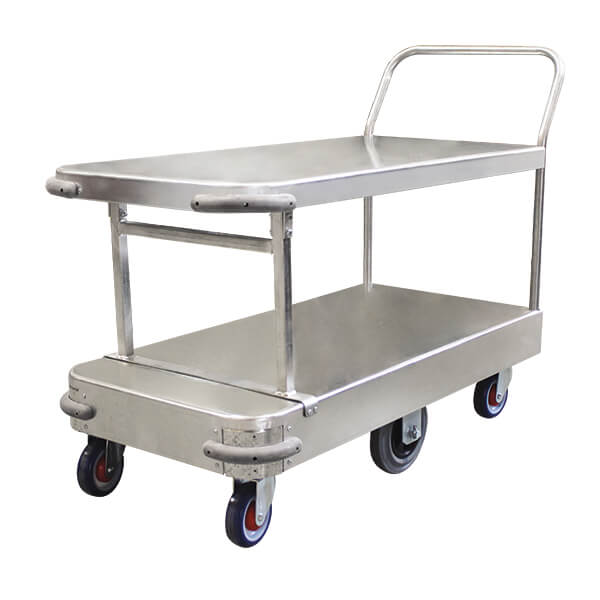 Wide 6 Wheel Stock Trolley Twin Platform Single Handle | PGR201 image 0