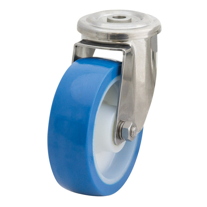 Richmond Swivel 125mm Blue Rebound Poly Tyred Wheel Stainless Steel Excel Castor (S5148) image 0