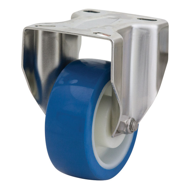 Richmond Rigid 100mm Blue Rebound Poly Tyred Wheel Stainless Steel Excel Castor (R4145) image 0