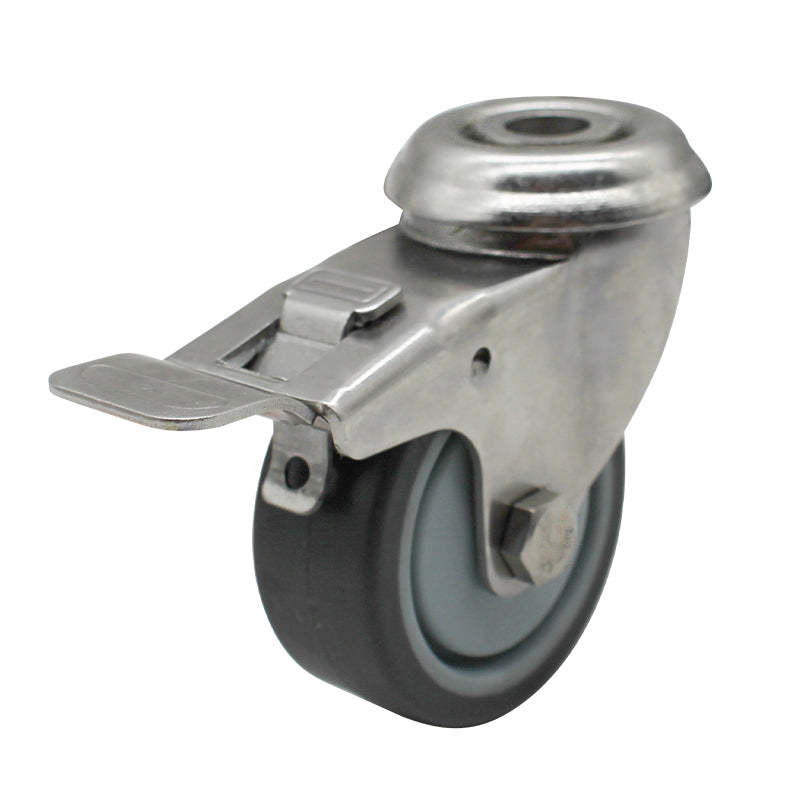 50mm Rubber Wheel 30kg Capacity Stainless Steel Brake Castor (S2728B) image 0