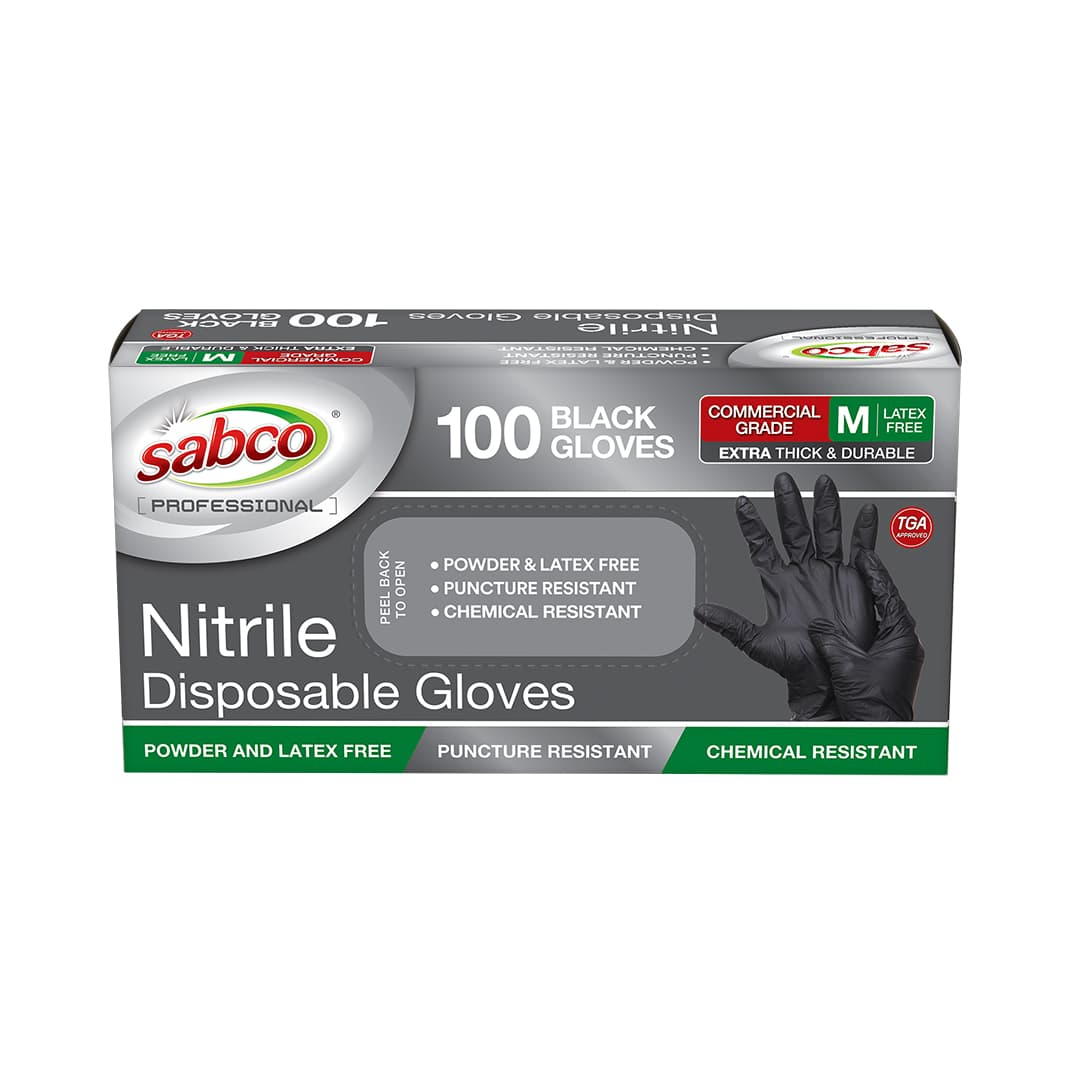 SABCO BLACK NITRILE GLOVES 100PK MED TGA ARTG ID 334715 (SABC-8002) image 2
