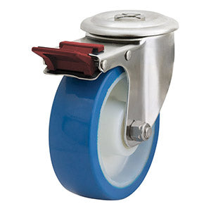 Richmond Swivel 150mm Blue Rebound Poly Tyred Wheel Stainless Steel Excel Castor (S6148B) image 0
