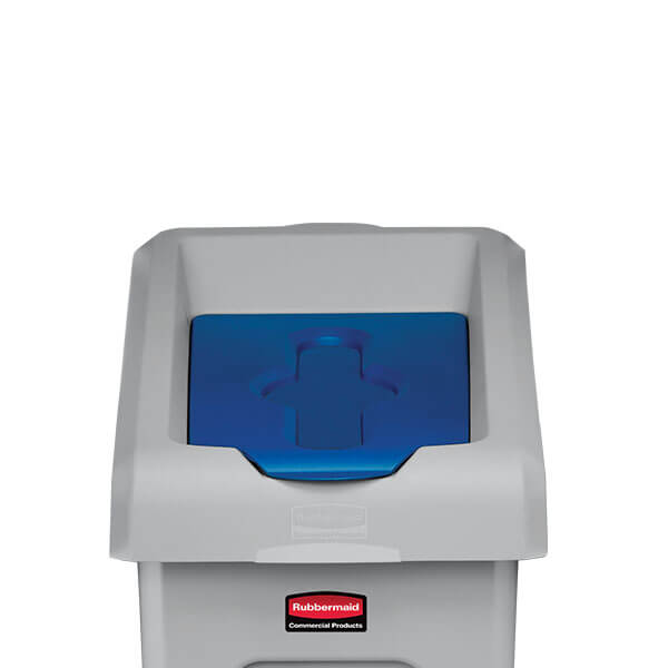 Slim Jim Recycling Station Blue Closed Lid image 0