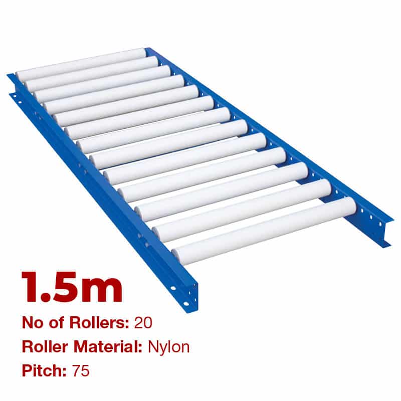 600mm Wide Gravity Conveyor with Nylon Rollers - 1.5m Long (CGR093) image 0