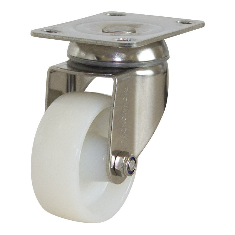Richmond Swivel 75mm Solid White Nylon Wheel Stainless Steel Elite Castor (S3388) image 0