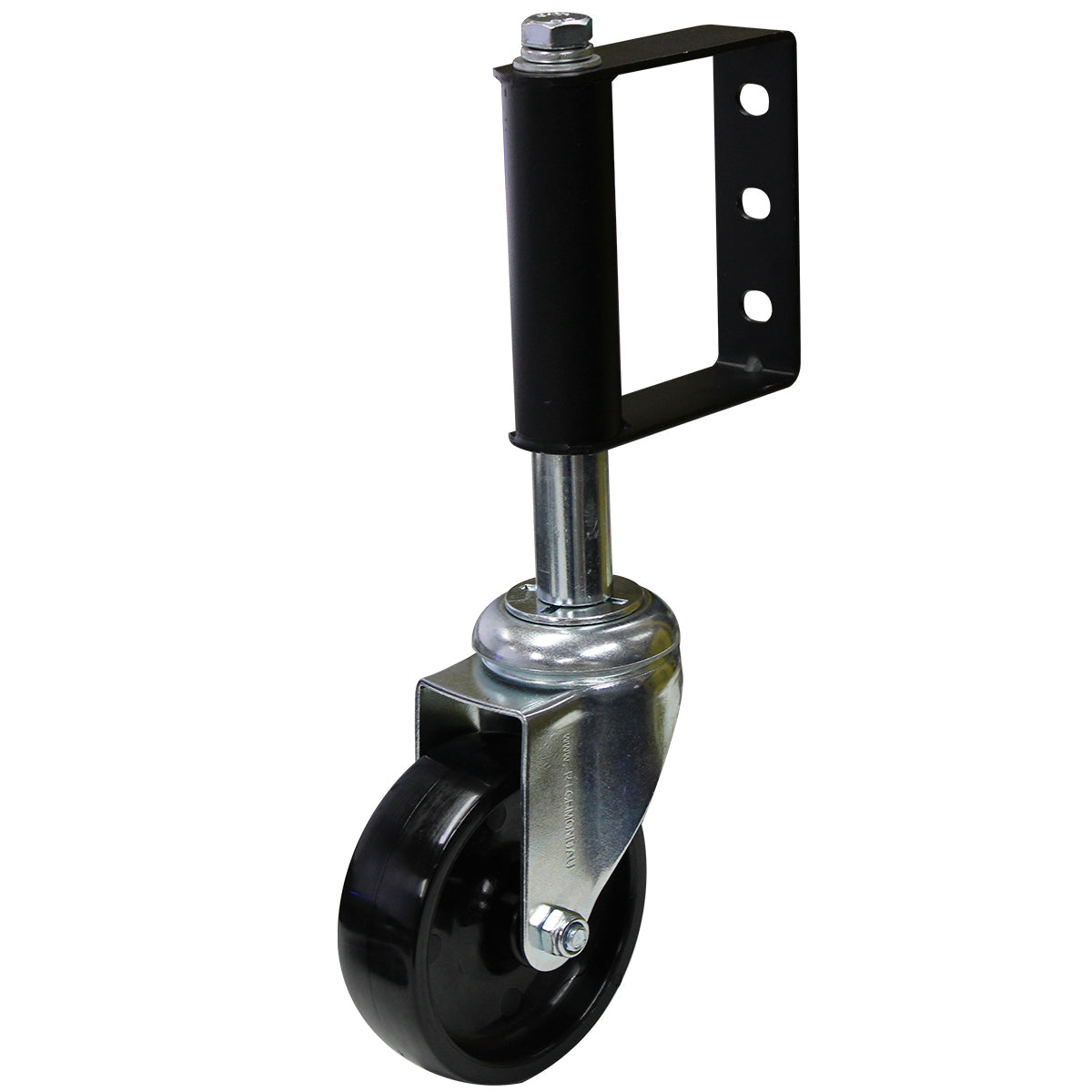 Spring Gate Castor with 100mm Solid Black Nylon Wheel (S4024) image 0
