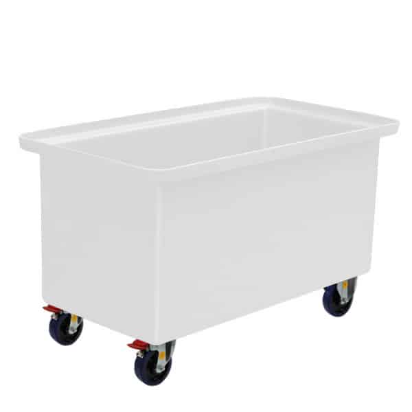 Natural 250L Straight Rotationally Moulded Plastic Tub - 125mm Reb Rubber 2x Rigid and 2x Brake image