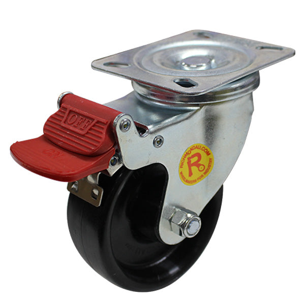 Richmond Castor Swivel with Nylon 100mm Wheel and Brake (S4032B) image 0