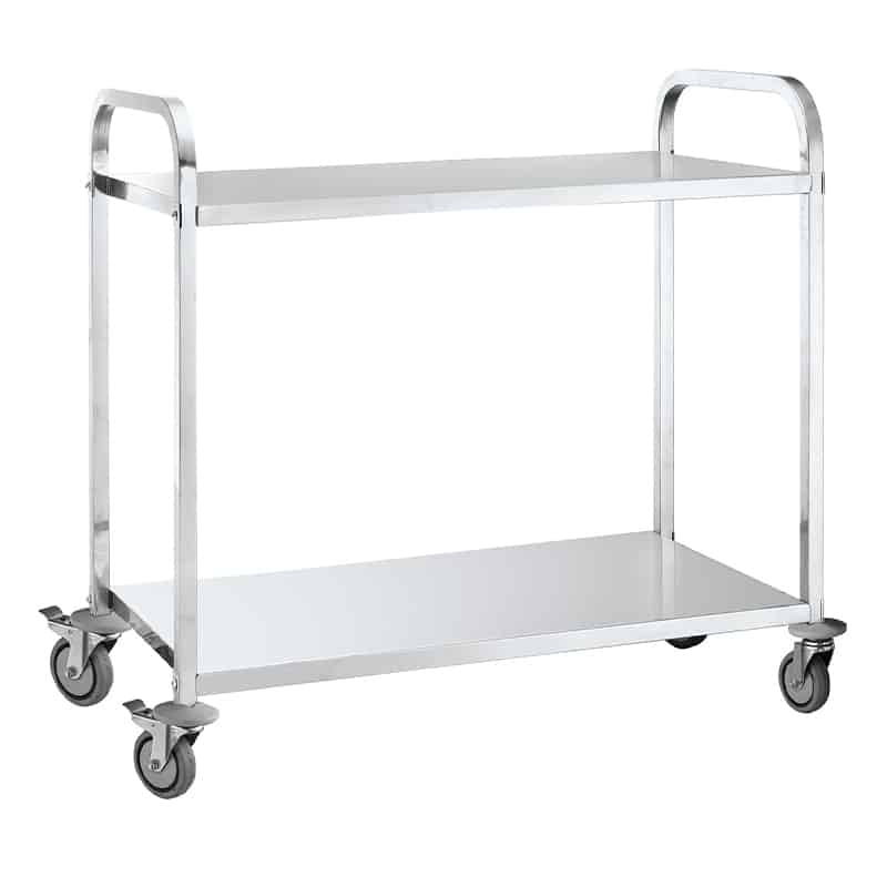 750 x 400mm 2 Tier Grade 304 Stainless Service Trolley – Flat Top (STR233) image 0