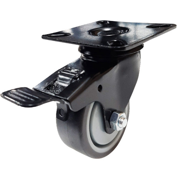 50mm Grey Rubber Wheel 30kg Capacity Swivel Brake Castor (S2214B) image 0