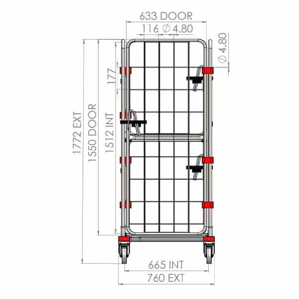 4 Sided Roll Cage with 2 Half Doors + 1 Full Door - Z Base (RCR411) image 3