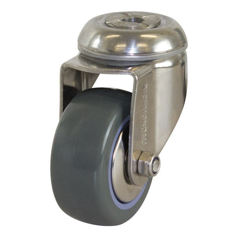 Richmond Swivel 75mm Grey Poly Tyred Wheel Stainless Steel Elite Castor (S3384) image 0