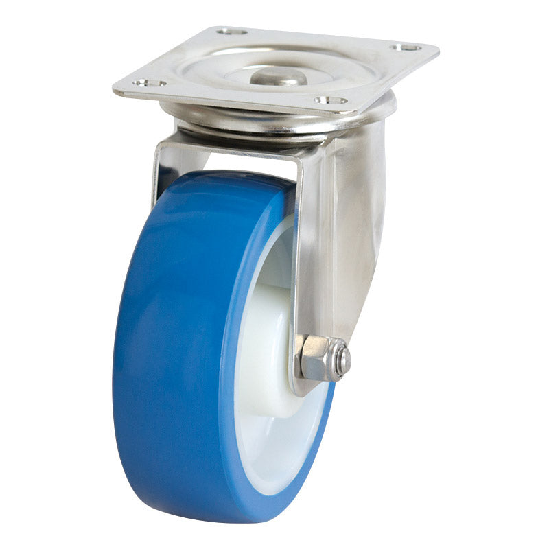 Richmond Swivel 150mm Blue Rebound Poly Tyred Wheel Stainless Steel Excel Castor (S6144) image 0