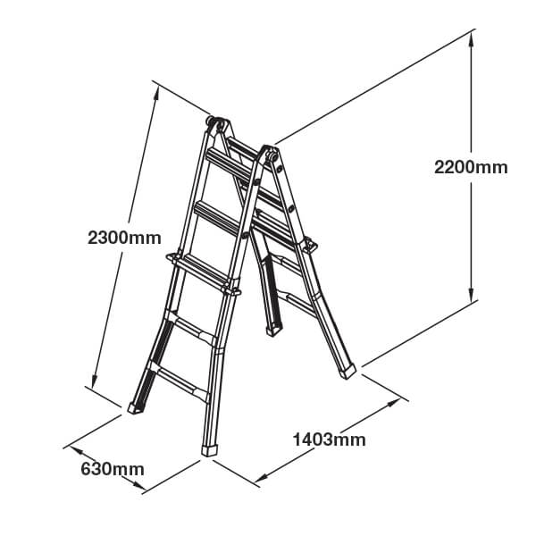 Bailey Ladder 2.3-4.5m Multi-Purpose 135kg Aluminium B XS 20 | FS13644 image 3