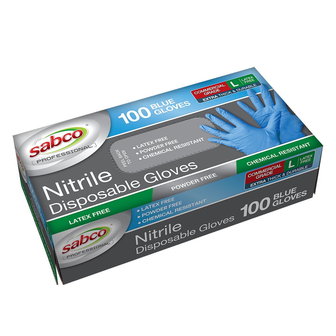 SABCO BLUE NITRILE GLOVES 100PK L TGA ARTG ID 334715 (SABC-8006) image 1