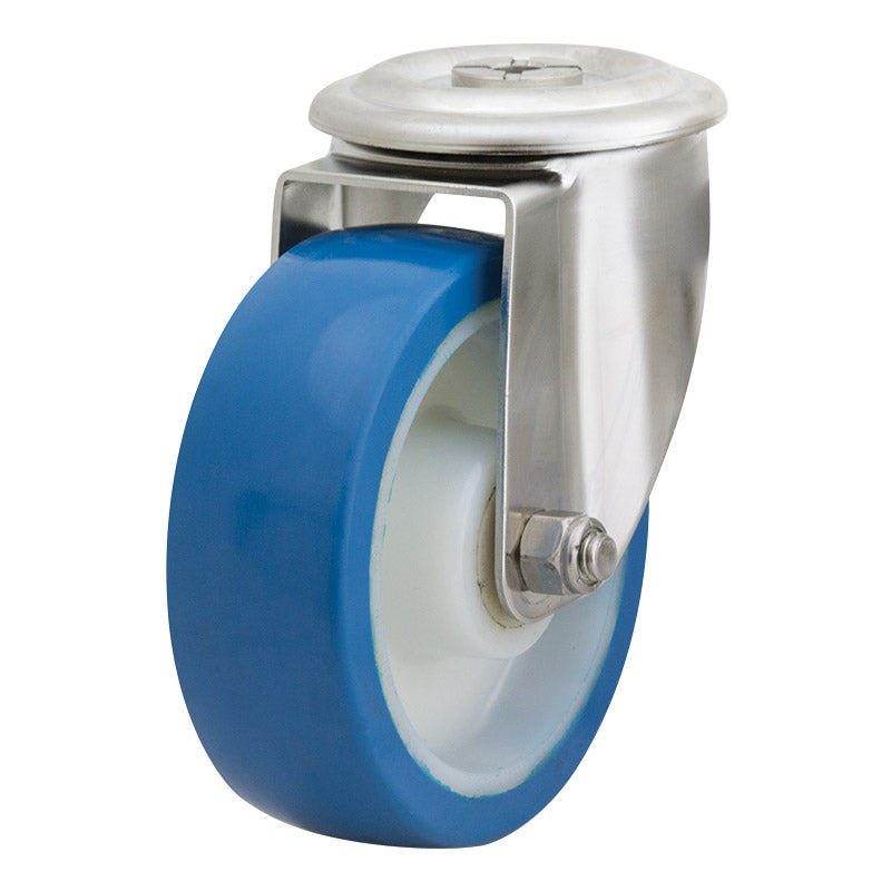 Richmond Swivel 150mm Blue Rebound Poly Tyred Wheel Stainless Steel Excel Castor (S6148) image 0