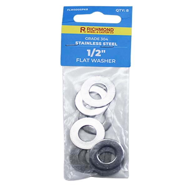 1/2" Stainless Steel Flat Washer - 8 Pack (FLW500SPK8) image 0