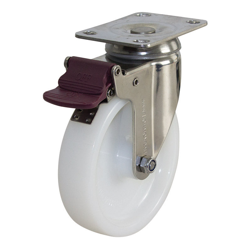 Richmond Swivel 125mm Solid White Nylon Wheel Stainless Steel Elite Castor (S5588B) image 0