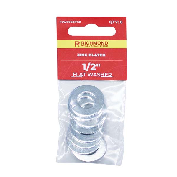 1/2" Zinc Plated Flat Washer - 8 Pack (FLW500ZPK8) image 0
