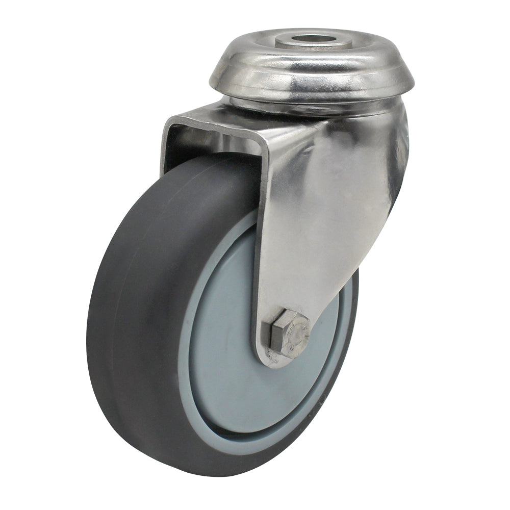 75mm Rubber Wheel 50kg Capacity Stainless Steel Castor (S3728) image 0