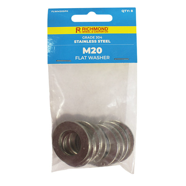 M20 Stainless Steel Flat Washer - 8 Pack (FLWM20SPK8) image 0