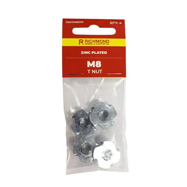 M8 Zinc Plated T Nut - 4 Pack (TNUTM8ZPK4) image 0