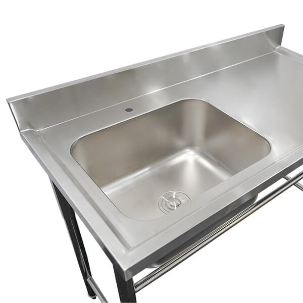 Stainless Steel (304) Bench with Left Sink – 1200L x 610W x 900H image 2
