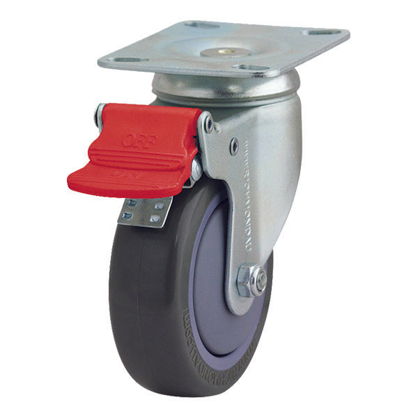 Richmond Castor Swivel with Polyurethane 100mm Wheel and Brake (S4106B) image 0