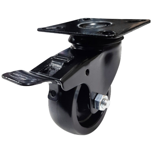 50mm Black Nylon Wheel 30kg Capacity Swivel Brake Castor (S2212B) image 0