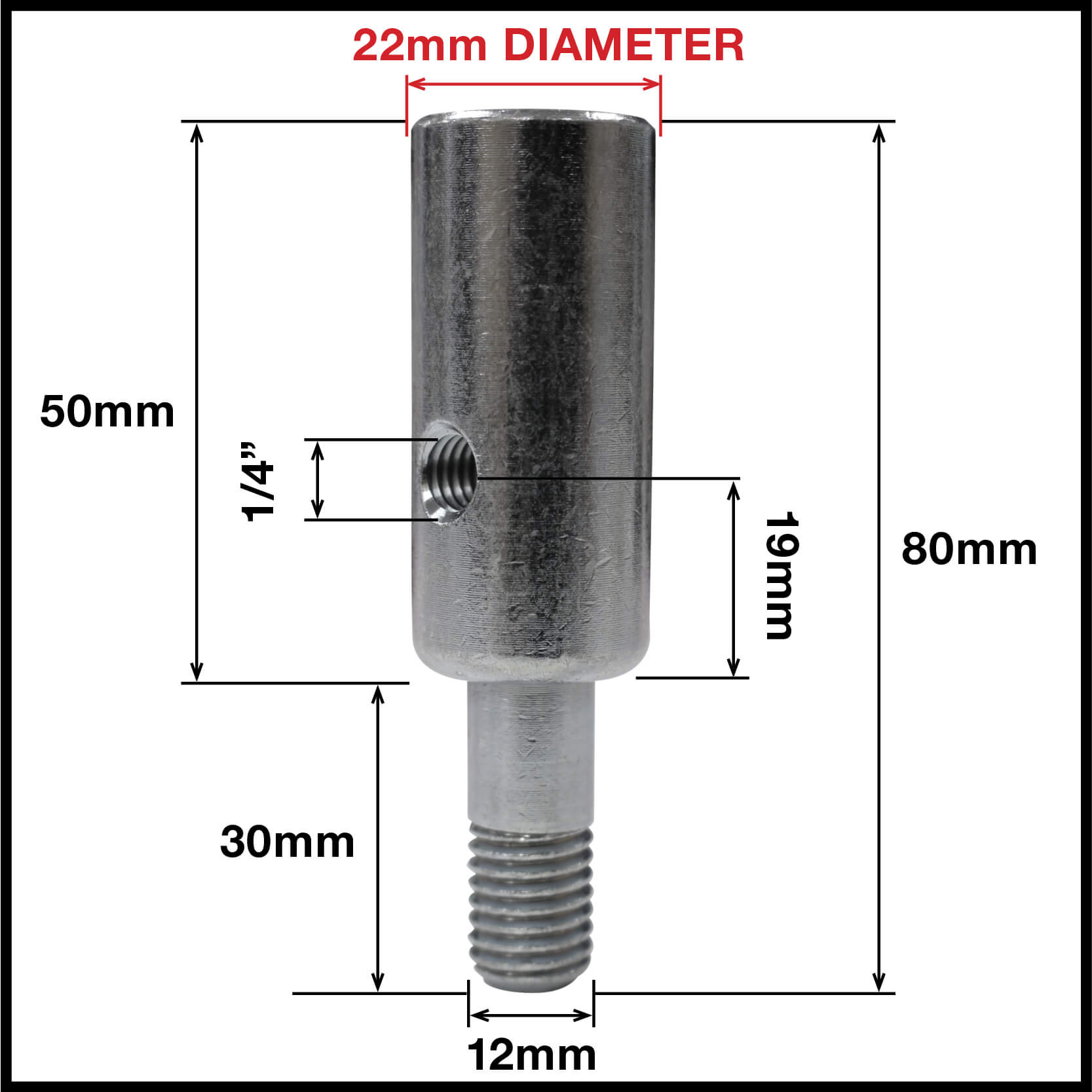 Solid Metal Pintle Parts For 22mm ID Round Tube (063PINTLE-P12) image 1