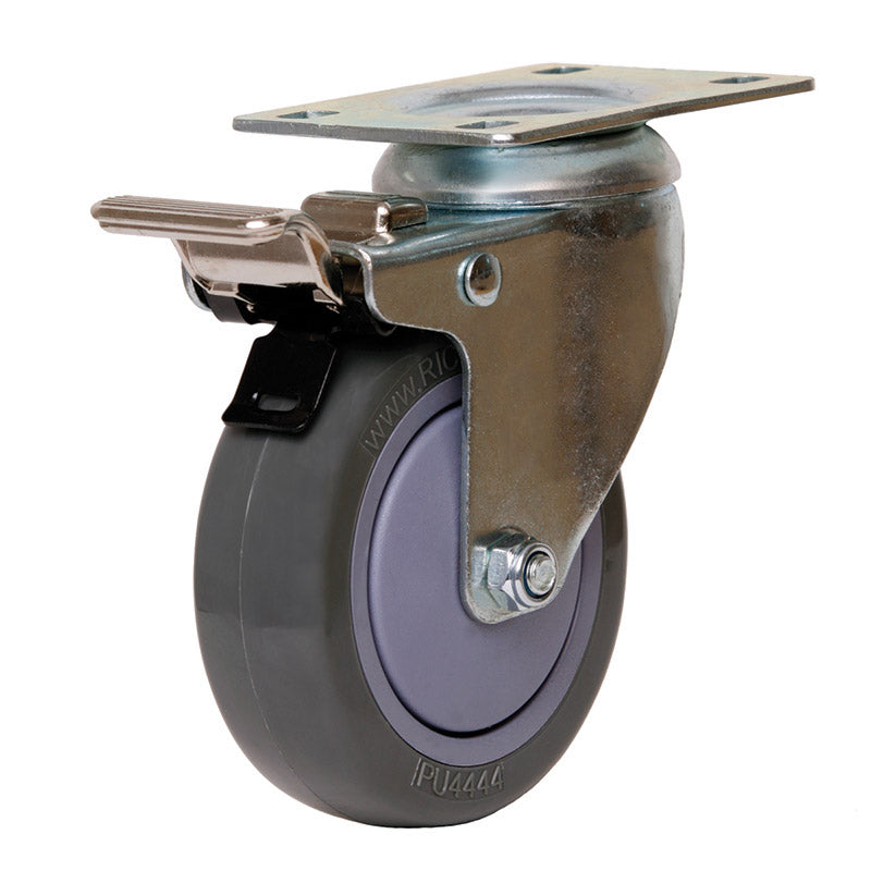 Richmond Castor Swivel with Polyurethane 100mm Wheel and Brake (S4422B) image 0