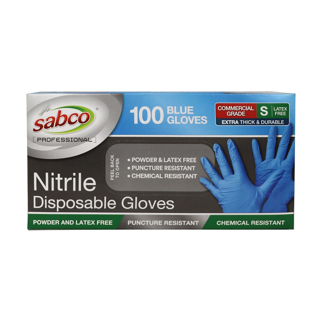 SABCO BLUE NITRILE GLOVES 100PK SML TGA ARTG ID 334715 (SABC-8004) image 1
