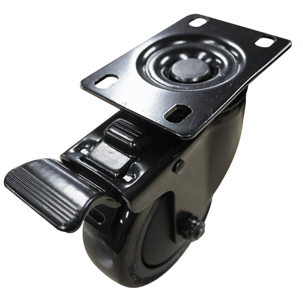 100mm Black Polyurethane Wheel 80kg Capacity Swivel Brake Castor (S4362B) image 1