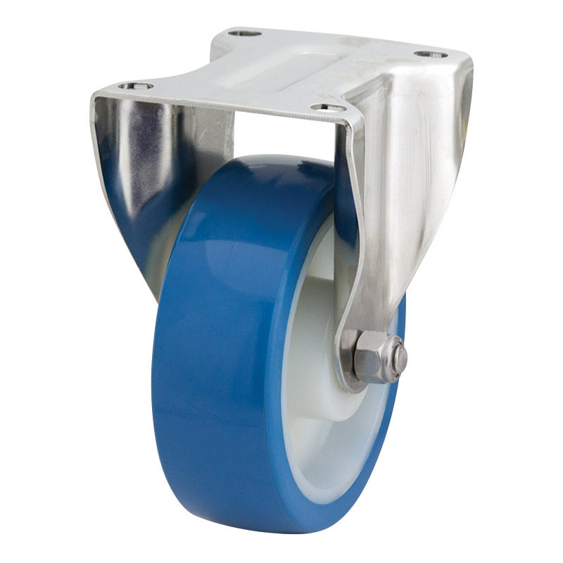 Richmond Rigid 150mm Blue Rebound Poly Tyred Wheel Stainless Steel Excel Castor (R6145) image 0