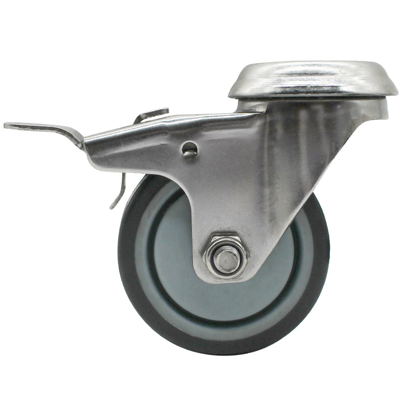 50mm Rubber Wheel 30kg Capacity Stainless Steel Brake Castor (S2728B) image 1