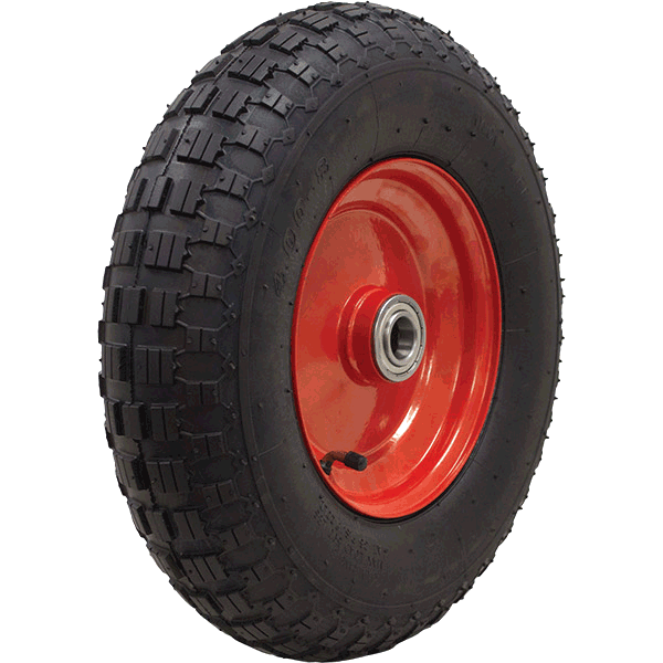 400mm 2 Piece Zinced Metal Centre Pneumatic 400X8 Wheel (Knobby Tread) | PN1608-1FL image 0