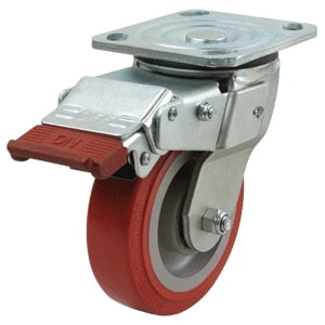 Richmond Castor Swivel with 125mm Polyurethane Tyred Wheel with Swivel Lock and Brake (S5542SLB) image 0