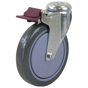 Richmond Swivel 150mm Grey Poly Tyred Wheel Chrome Durolite Castor (S6681BR) image 0