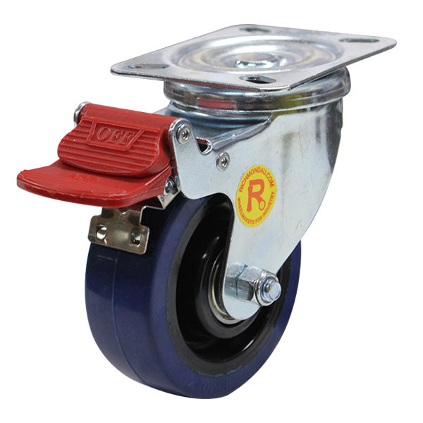 Richmond Castor Swivel with Rebound Rubber 100mm Wheel and Brake (S4042B) image 0