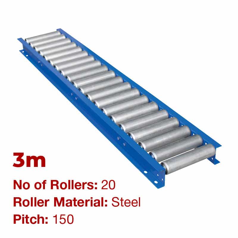 290mm Wide Gravity Conveyor with Steel Rollers - 3m Long (CGR079) image 0