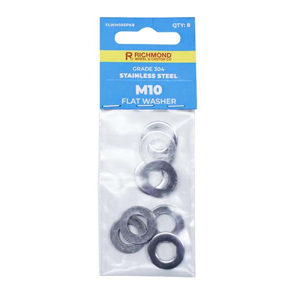M10 Stainless Steel Flat Washer - 8 Pack (FLWM10SPK8) image 0