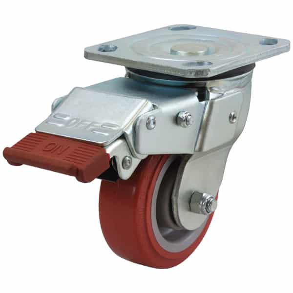 Richmond Castor Swivel with 100mm Polyurethane Tyred Wheel with Swivel Lock and Brake (S4437SLB) image 0