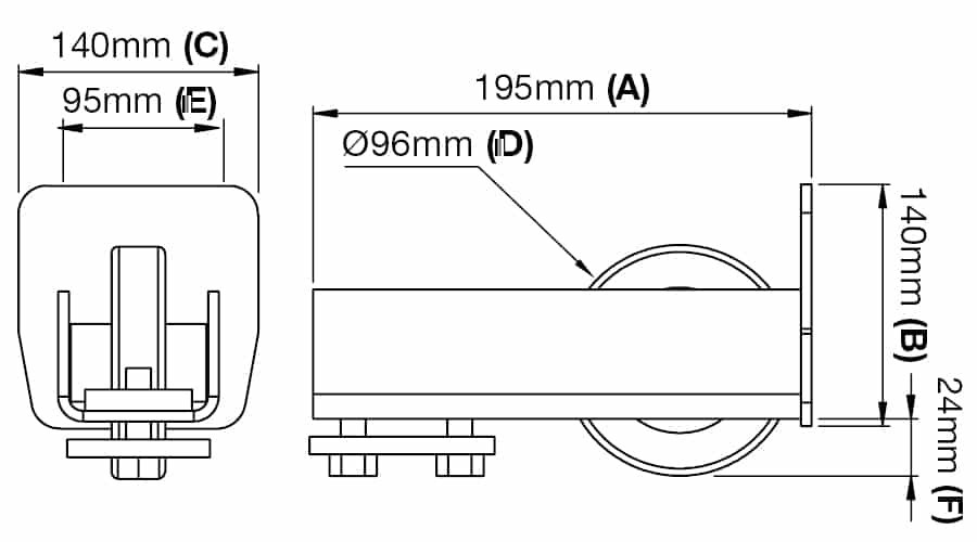 Cantilever Gate Guide Wheel to Suit 140mm Wide Channel (GTR031) image 1
