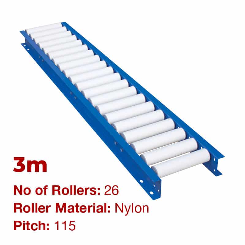 290mm Wide Gravity Conveyor with Nylon Rollers - 3m Long (CGR078) image 0