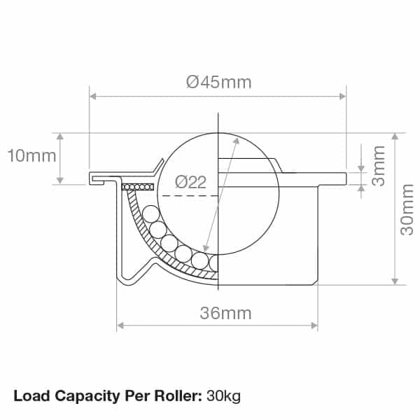 304 Stainless Steel Drop in Stamped Style Ball Transfer 22.225mm Roller Diameter | BTR422SS image 1