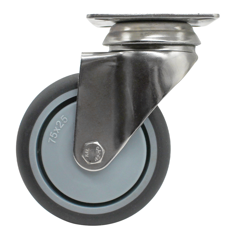 75mm Rubber Wheel 50kg Capacity Stainless Steel Castor (S3726) image 1