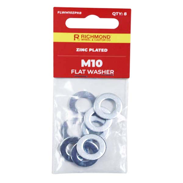 M10 Zinc Plated Flat Washer - 8 Pack (FLWM10ZPK8) image 0